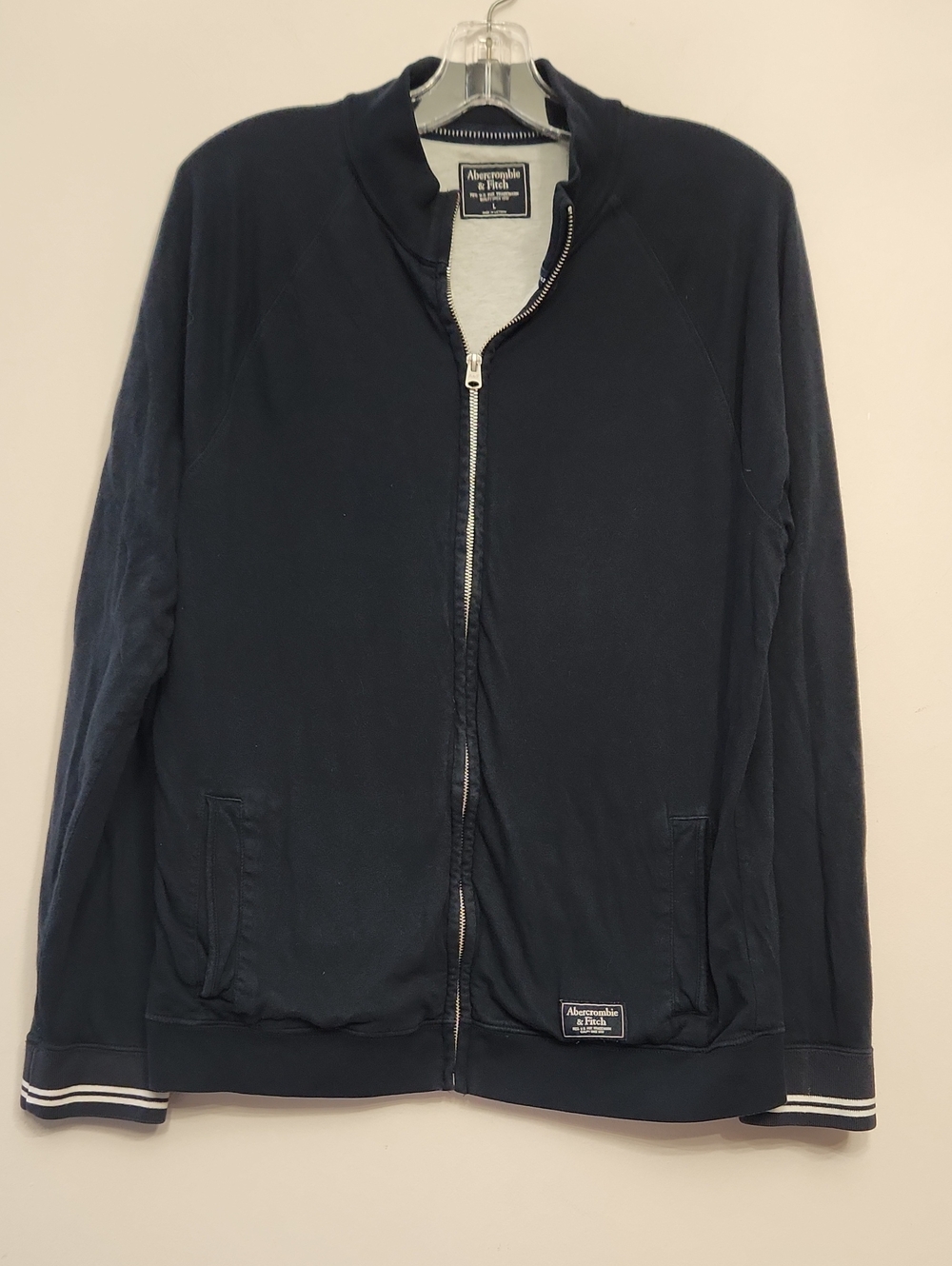 Abercrombie & Fitch Men's Navy Zip-Front Track Jacket Size L